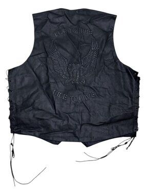 X-ELEMENT Genuine Leather Eagle Live to Ride Motorcycle Biker Vest Mens 3XL
